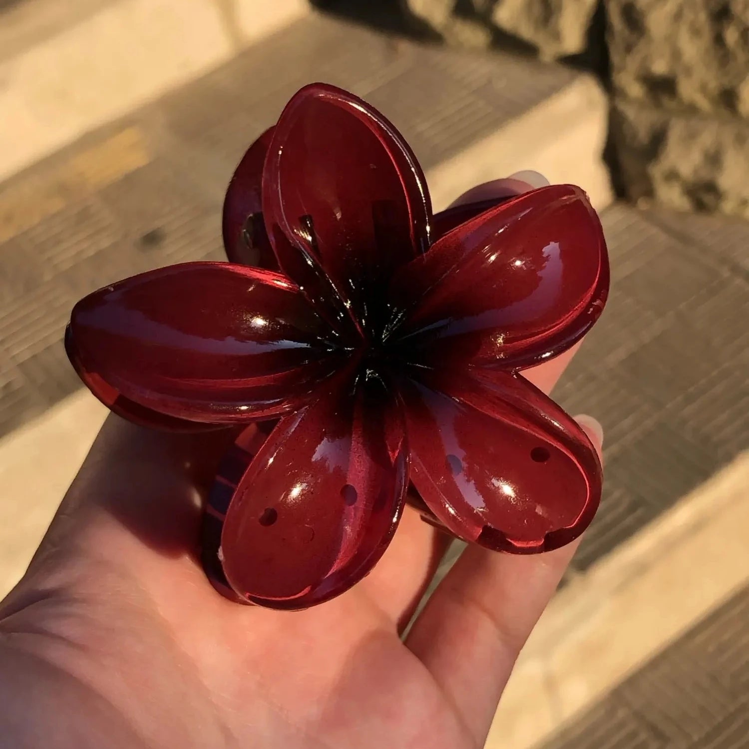 Burgundy Flower Hair
